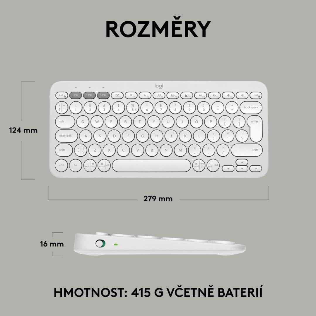 Logitech Pebble Keys 2 K380s, US, bezdrátová klávesnice, bílá