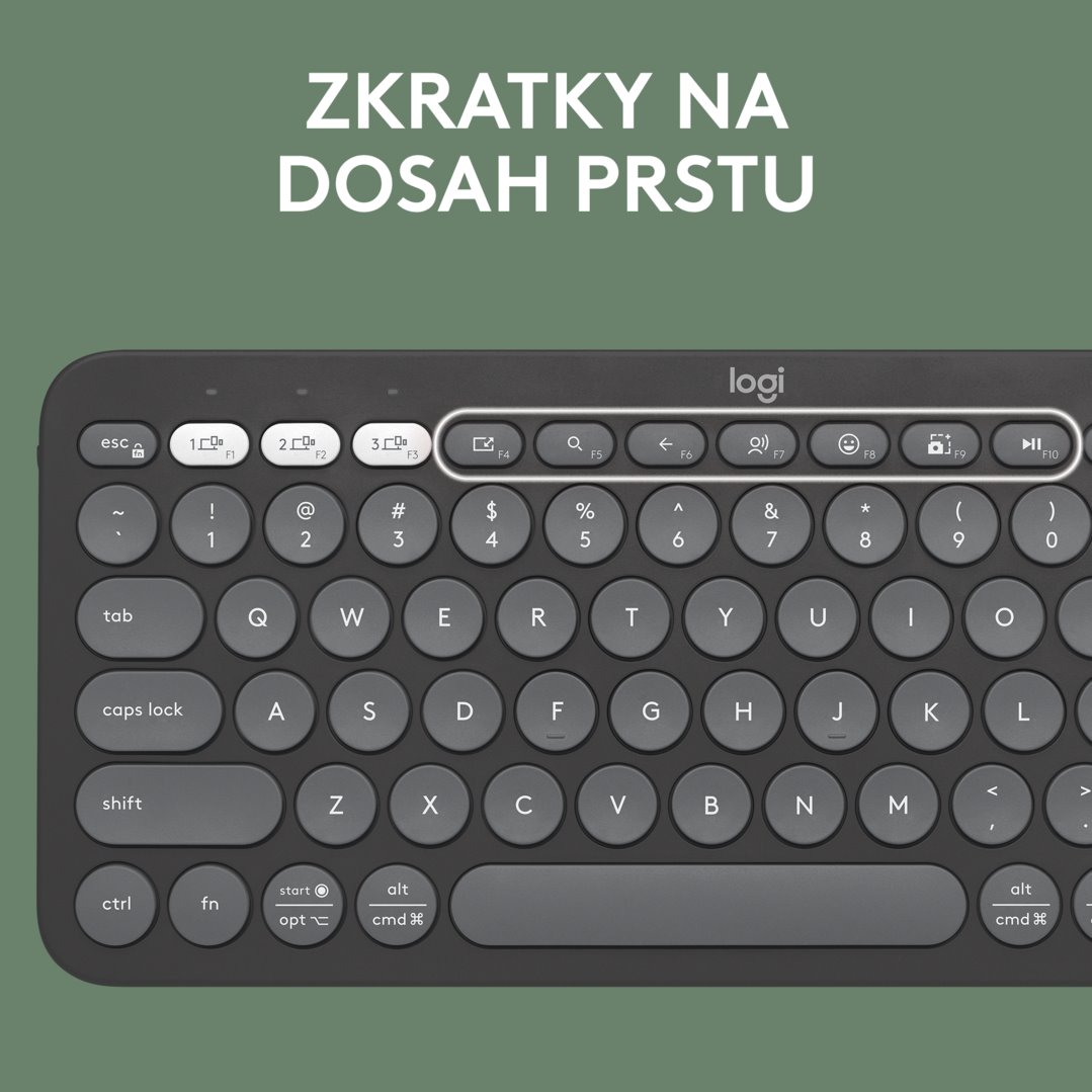 Logitech Pebble Keys 2 K380s, US, bezdrôtová klávesnica, grafitová