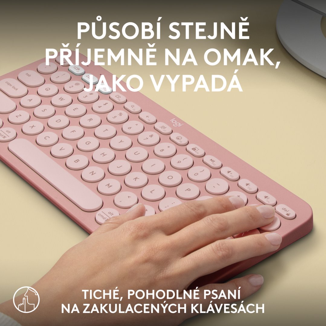 Logitech Pebble Keys 2 K380s, US, bezdrôtová klávesnica, ružová