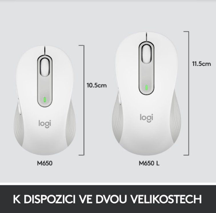 Logitech Wireless M650 M, biela