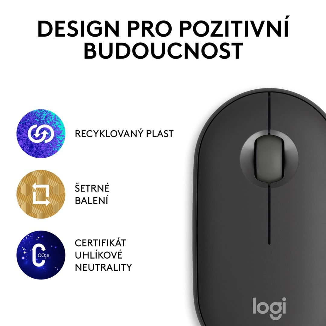 Logitech Wireless Pebble mouse 2, M350s, grafitová