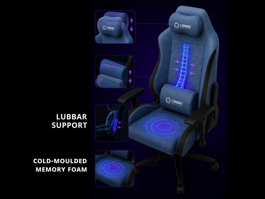 LORGAR CHA41, Ergonomic Gaming Chair Advanced, Černá/fialová