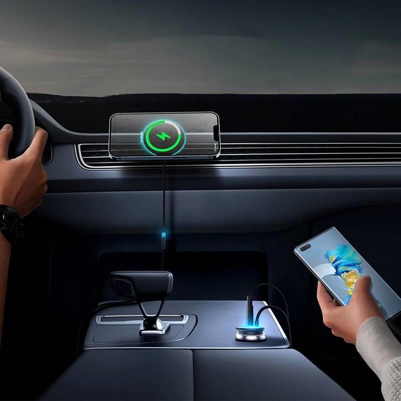 Magnetický držák Baseus do ventilační mřížky s nabíječkou USB-C 15W+25W černý