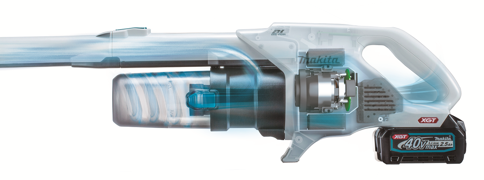 MAKITA Akumulátorový vysávač s cyklónovou filtráciou a elektrickou kefou Li-ion XGT 40V, bez batérie