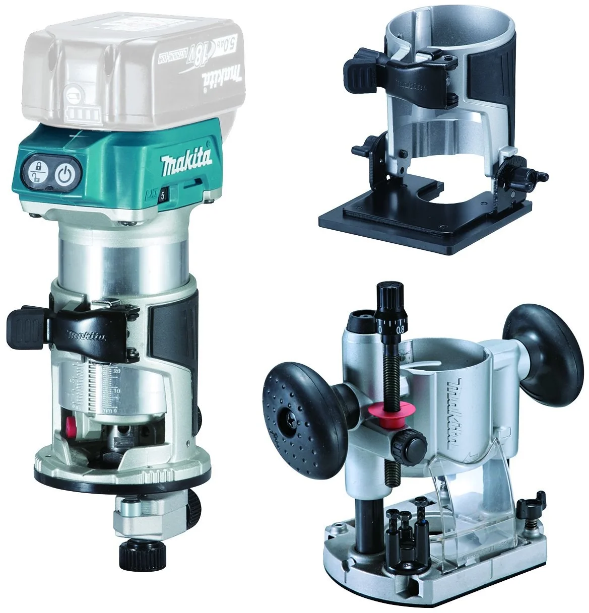 Makita DRT50ZJX2 Aku kombinovaná frézka s príslušenstvom Li-ion LXT 18V, bez aku Z