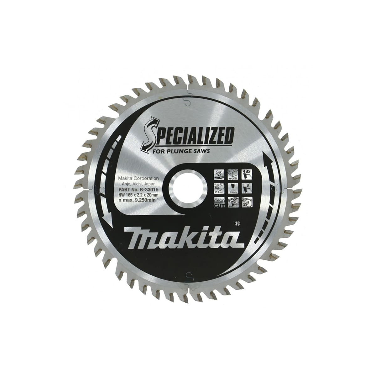MAKITA kotouč pilový dřevo SPECIALIZED 165x2.2x20mm 48Z pro ponorné pily = ol
