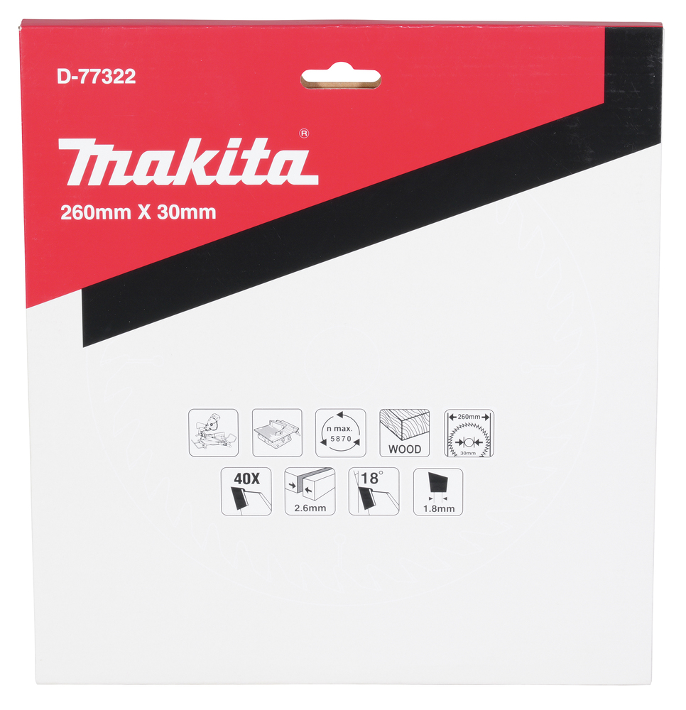 MAKITA pílový kotúč na drevo MAKBLADEplus 260x2,6x30mm 40Z = starý B-08654=oldD65