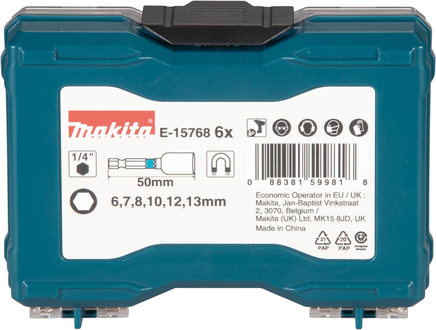 MAKITA sada torzních bitů 1/4" IMPACT BLACK 6ks v plastové krabičce