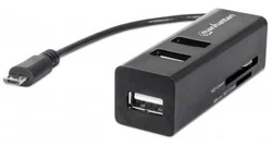 Manhattan imPORT USB OTG čtečka paměťových karet se 3-portovým USB hubem