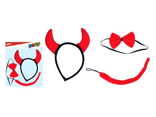 Maska set 3ks ďáblík (čelenka, ocásek, motýlek)
