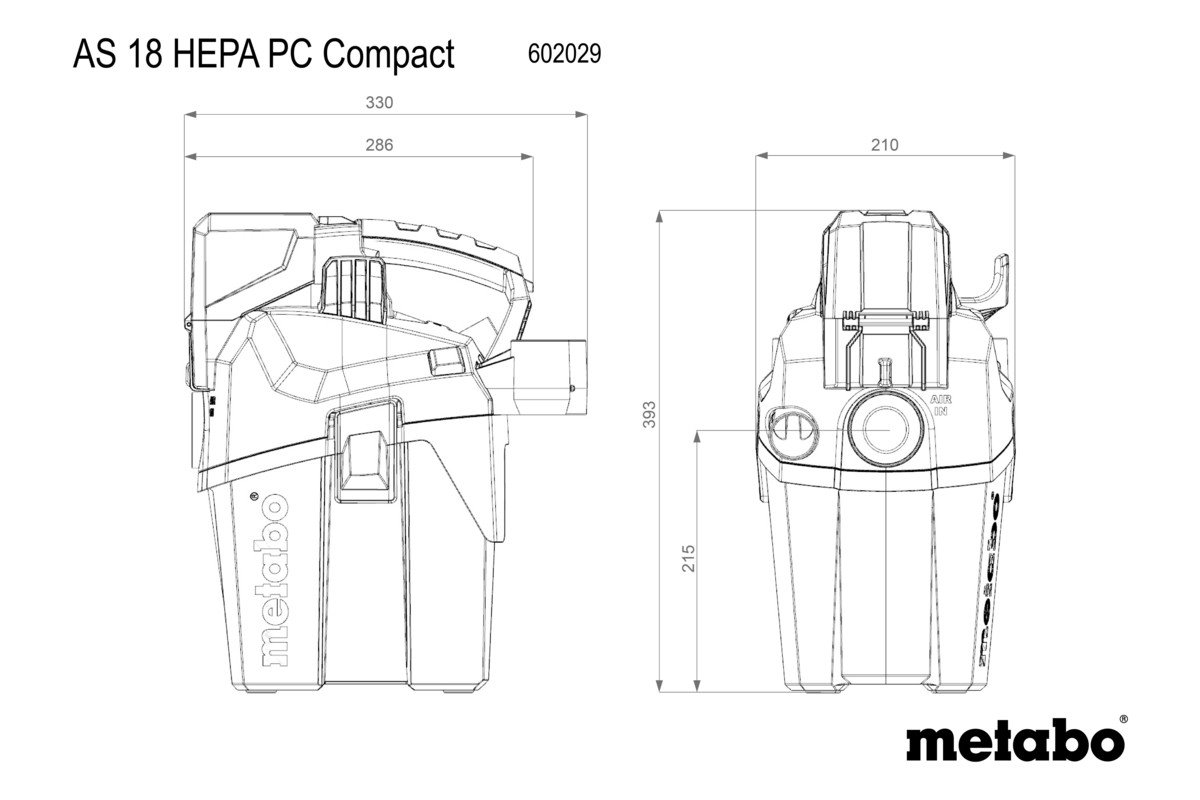 Metabo AS 18 HEPA PC COMPACT Akumulátorový vysavač bez aku (602029850)