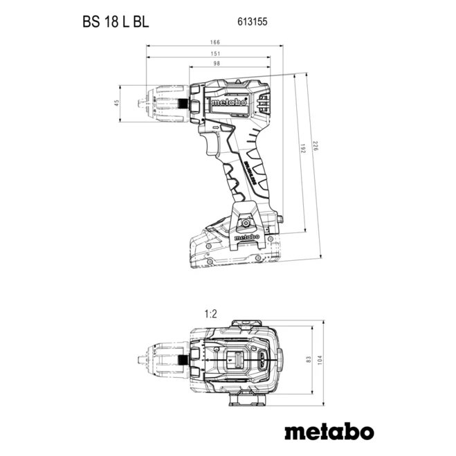 METABO BS 18 L BL Set - mobilní dílna, aku vrtačka, baterie, nabíječka (613155710)