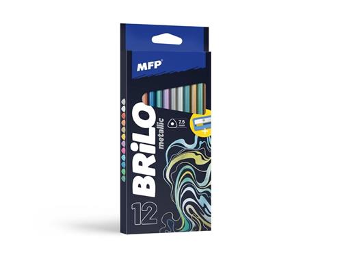 MFP Pastelky 12 ks Metalické triangular s ořezávátkem