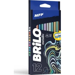 MFP Pastelky 12 ks Metalické triangular s ořezávátkem