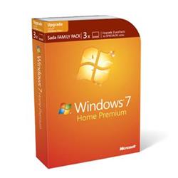Microsoft Windows 7 Home Premium Czech VUP DVD Family Pack 32bit i 64bit upgrade - licence na 3 PC