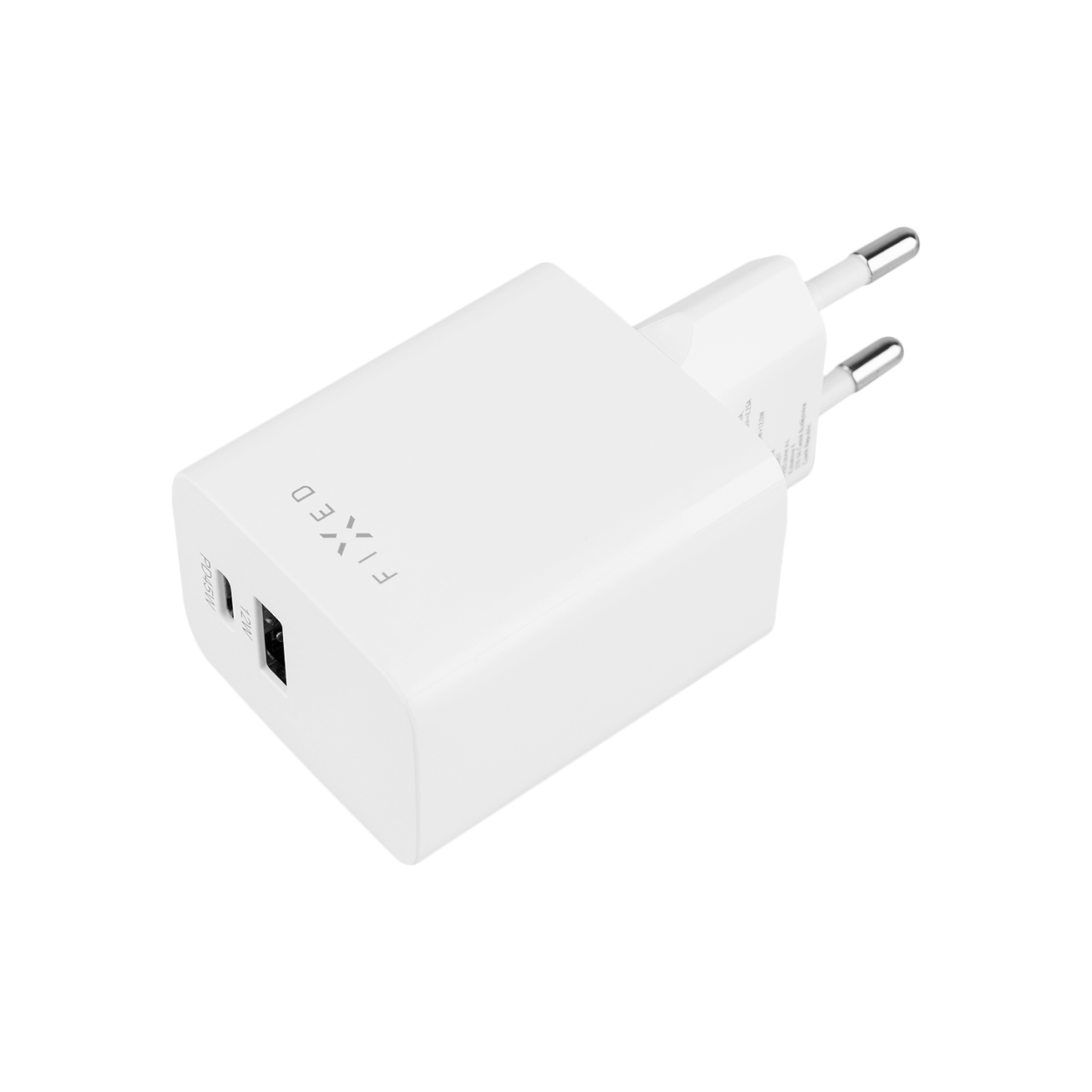 Mini sieťová nabíjačka FIXED s výstupom USB-C a USB, podpora PD, 45 W, biela