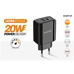 Múdra sieťová nabíjačka ALIGATOR Power Delivery 20W, USB-C + USB-A CHPD0004