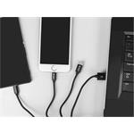 Multikonektorový kábel Natec 3v1 USB Micro + Lightning + USB-C, textilný oplet, 1 m