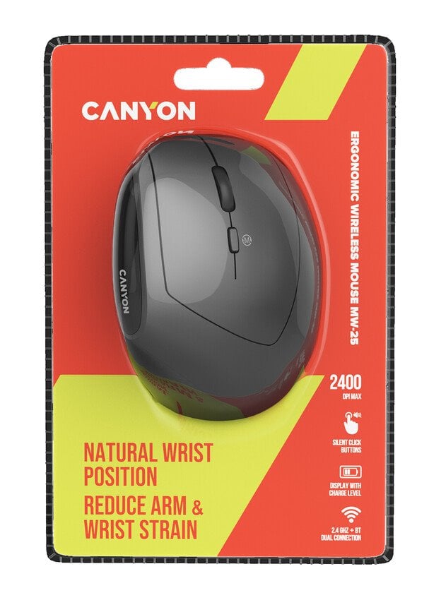 Myš CANYON MW-25 Ergonomická LED AA Dvojitý režim Bezdrôtová čierna