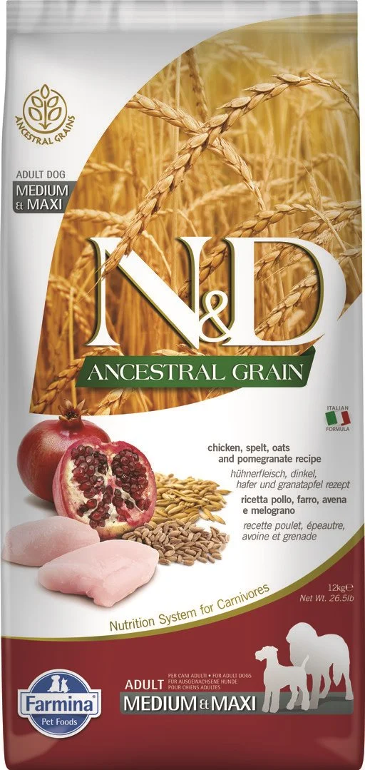 N&D LG DOG Adult M/L Chicken & Pomegranate 12kg granule pre psov
