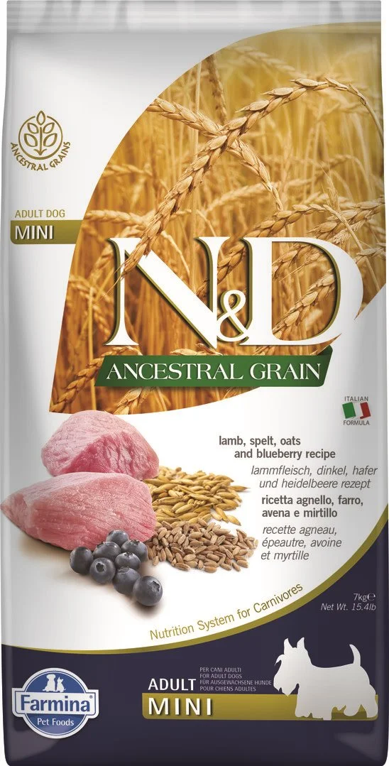 N&D LG DOG Adult Mini Lamb & Blueberry 7kg granule pre psov
