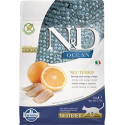 N&D OCEAN CAT Neutered Adult Herring & Orange 300g granule pro kastrované kočky