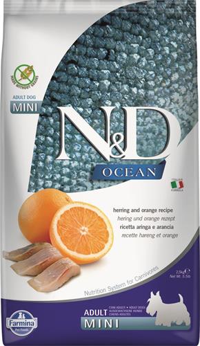 N&D OCEAN DOG Adult Mini Herring & Orange 2,5 kg granúl pre psy