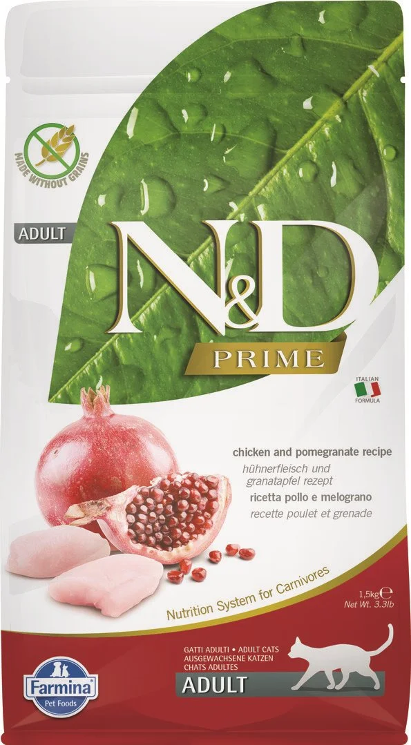 N&D PRIME CAT Adult Chicken & Pomegranate 1,5kg granule pro kočky