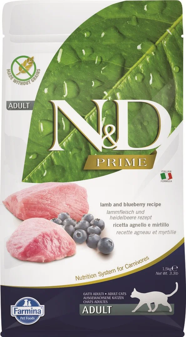 N&D PRIME CAT Adult Lamb & Blueberry 1,5kg granule pro kočky