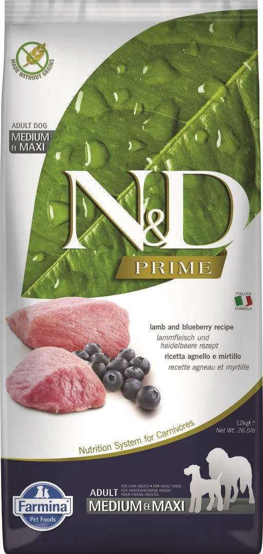 N&D PRIME DOG Adult M/L Lamb & Blueberry 12kg granúl pre psy
