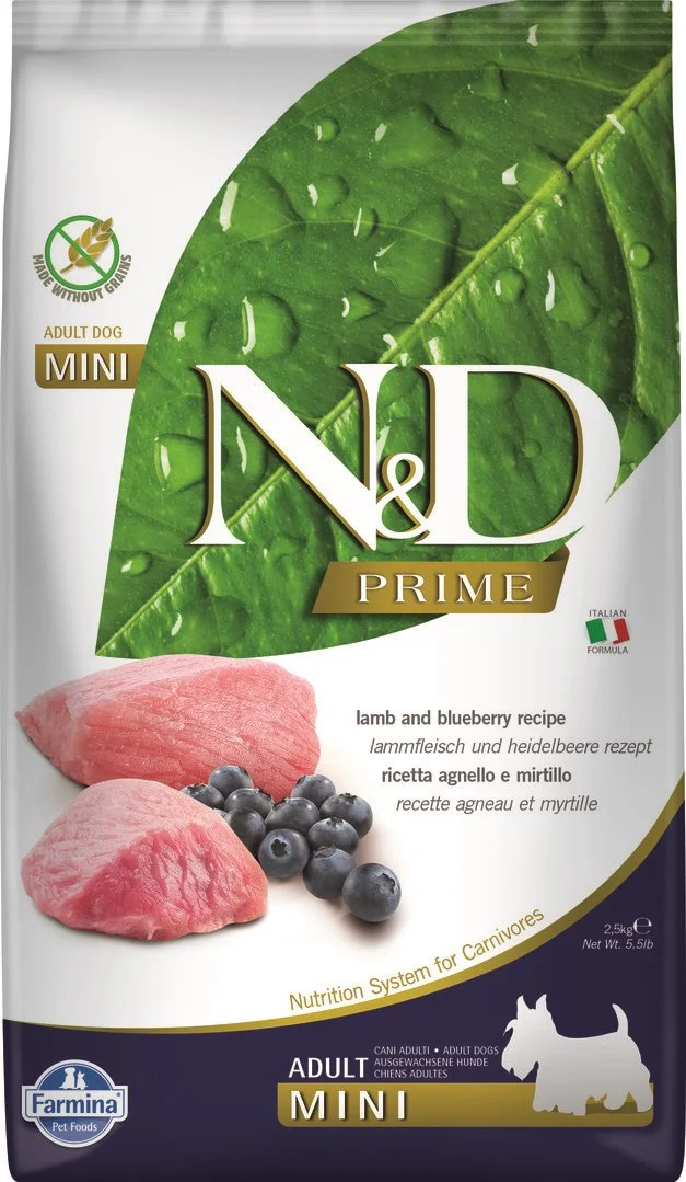 N&D PRIME DOG Adult Mini Lamb & Blueberry 2,5 kg granúl pre psov