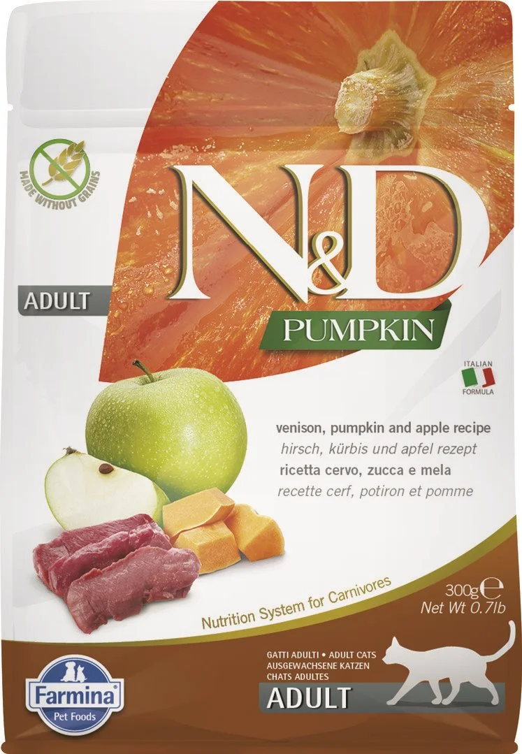 N&D PUMPKIN CAT Venison & Apple 300g granule pre mačky