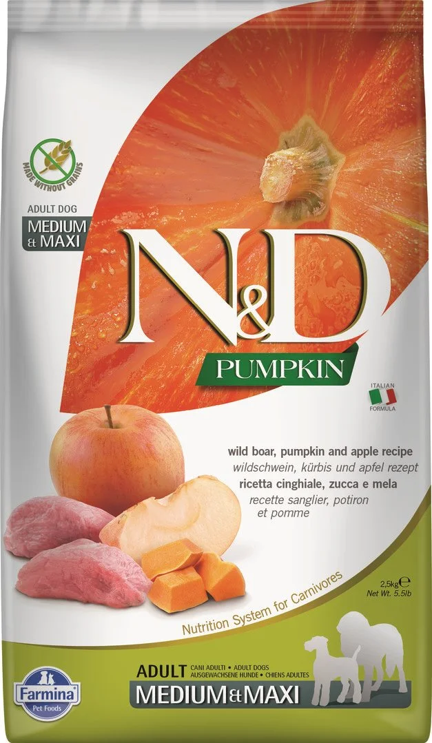 N&D PUMPKIN DOG Adult M/L Boar & Apple 2,5kg granule pro psy