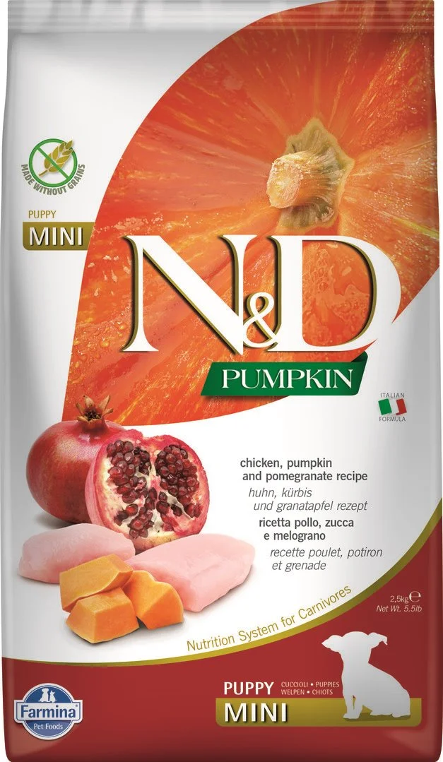 N&D PUMPKIN DOG Puppy Mini Chicken & Pomegranate 2,5kg granule pre šteňatá