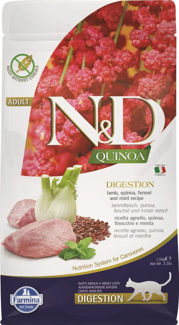 N&D QUINOA CAT Digestion Lamb & Fennel 1,5kg granule pro kočky