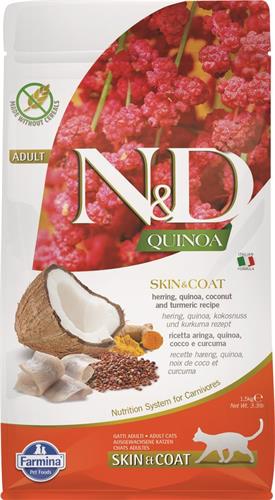 N&D QUINOA CAT Skin & Coat Herring & Coconut 1,5kg granule pro kočky