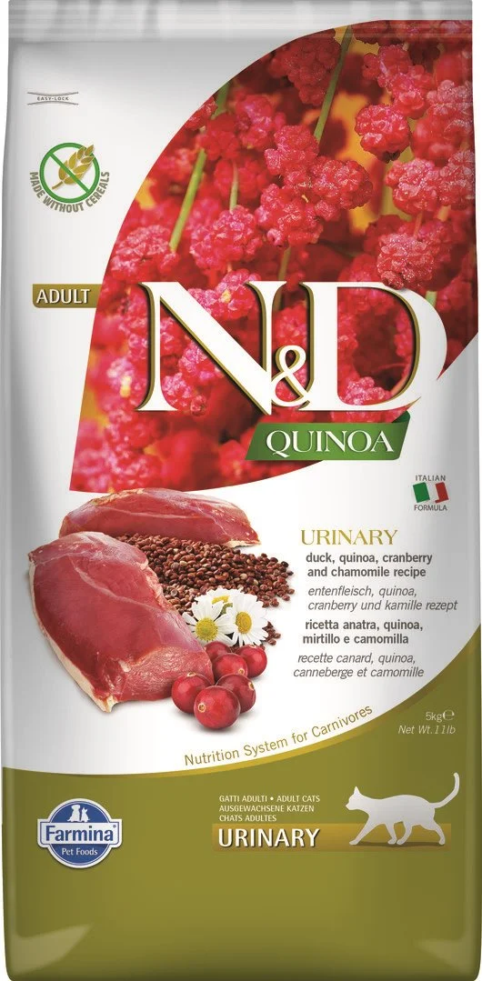 N&D QUINOA CAT Urinary Duck & Cranberry 5kg granule pro kočky