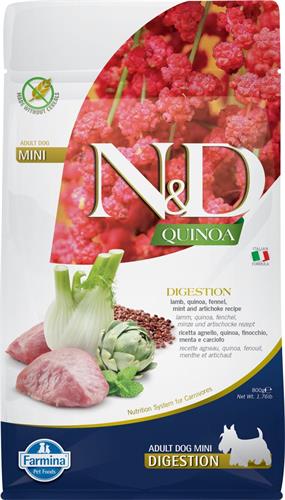 N&D QUINOA DOG Digestion Lamb & Fennel Mini 800g granule pro psy