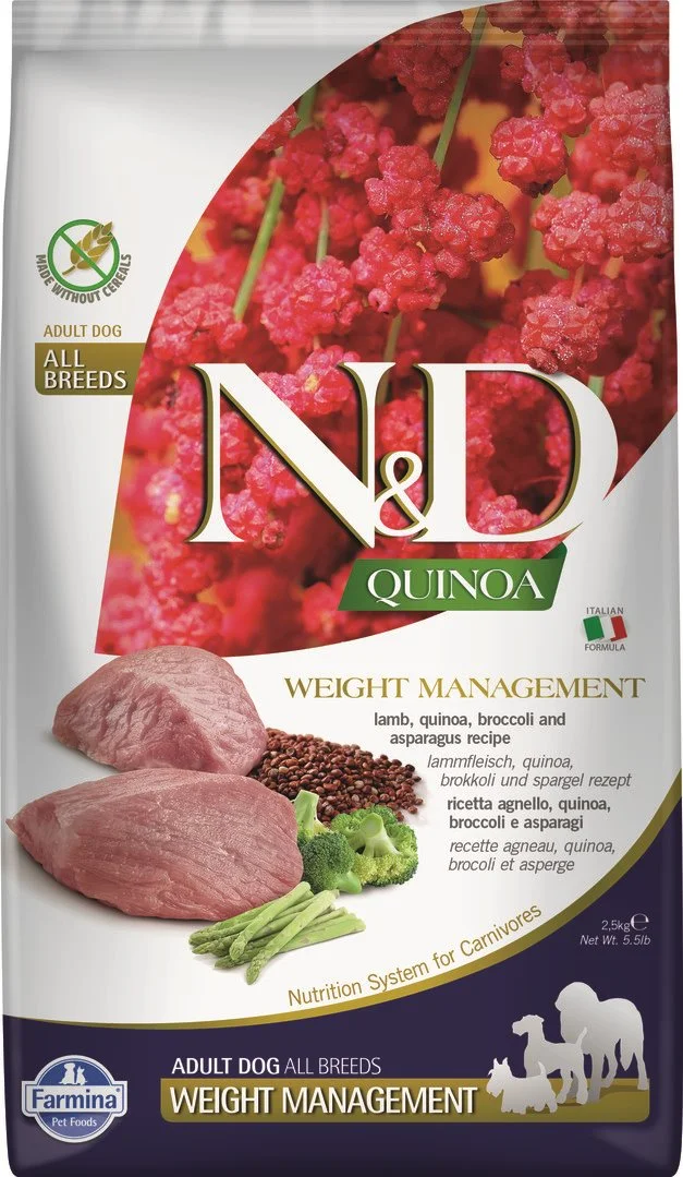 N&D QUINOA DOG Weight Management Lamb & Broccoli 2,5kg granule pre psov