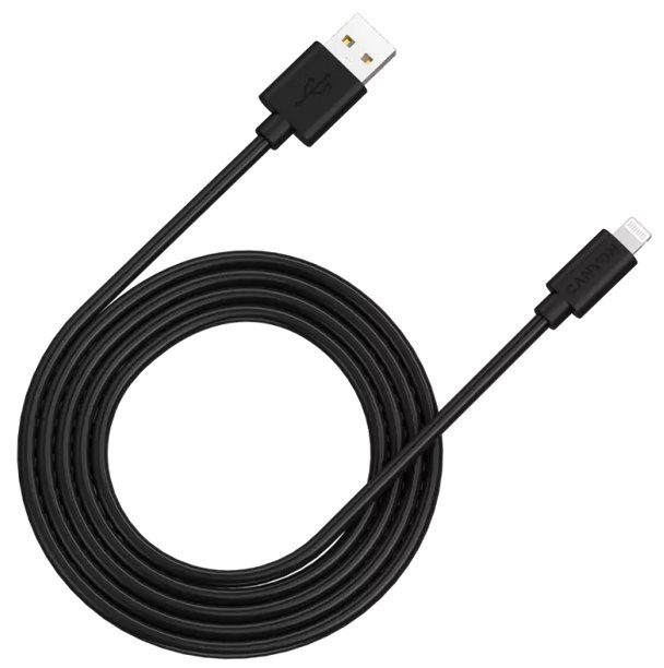Nabíjací kábel CANYON Lightning MFI-12, 26 MB/s, 5 V/2,4 A, certifikovaný spoločnosťou Apple, dĺžka 2 m, čierny