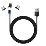 Nabíjací kábel ColorWay 3v1 USB - Lightning, microUSB a USB-C 1 m, magnetický