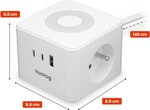 Nabíjacia stanica Huslog 12 W, 2x zásuvka, 2x USB-C, 1x USB, biela