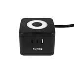 Nabíjacia stanica Huslog 12W 2xzásuvka, 2xUSB-C, 1xUSB čierna