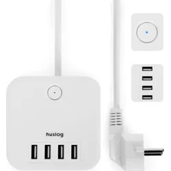 Nabíjacia stanica Huslog 12W 3x zásuvka , 4xUSB biela