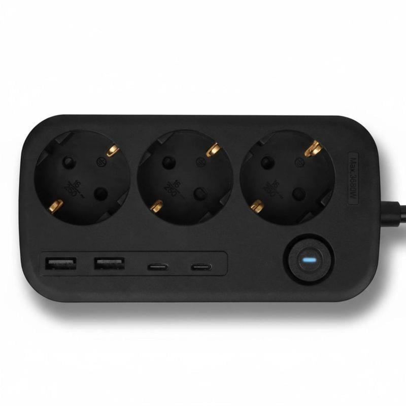 Nabíjacia stanica Huslog 15W 3x zásuvka, 2xUSB-C, 2xUSB, 1x držiak na telefón čierna
