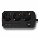 Nabíjacia stanica Huslog 15W 3x zásuvka, 2xUSB-C, 2xUSB, 1x držiak na telefón čierna