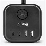 Nabíjacia stanica Huslog 15W 3xzásuvka, 2xUSB-C, 2xUSB čierna