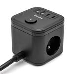 Nabíjacia stanica Huslog 15W 3xzásuvka, 2xUSB-C, 2xUSB čierna