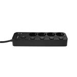 Nabíjacia stanica Huslog 15W 4xzásuvka, 2xUSB-C, 2xUSB, 5x vypínač čierna