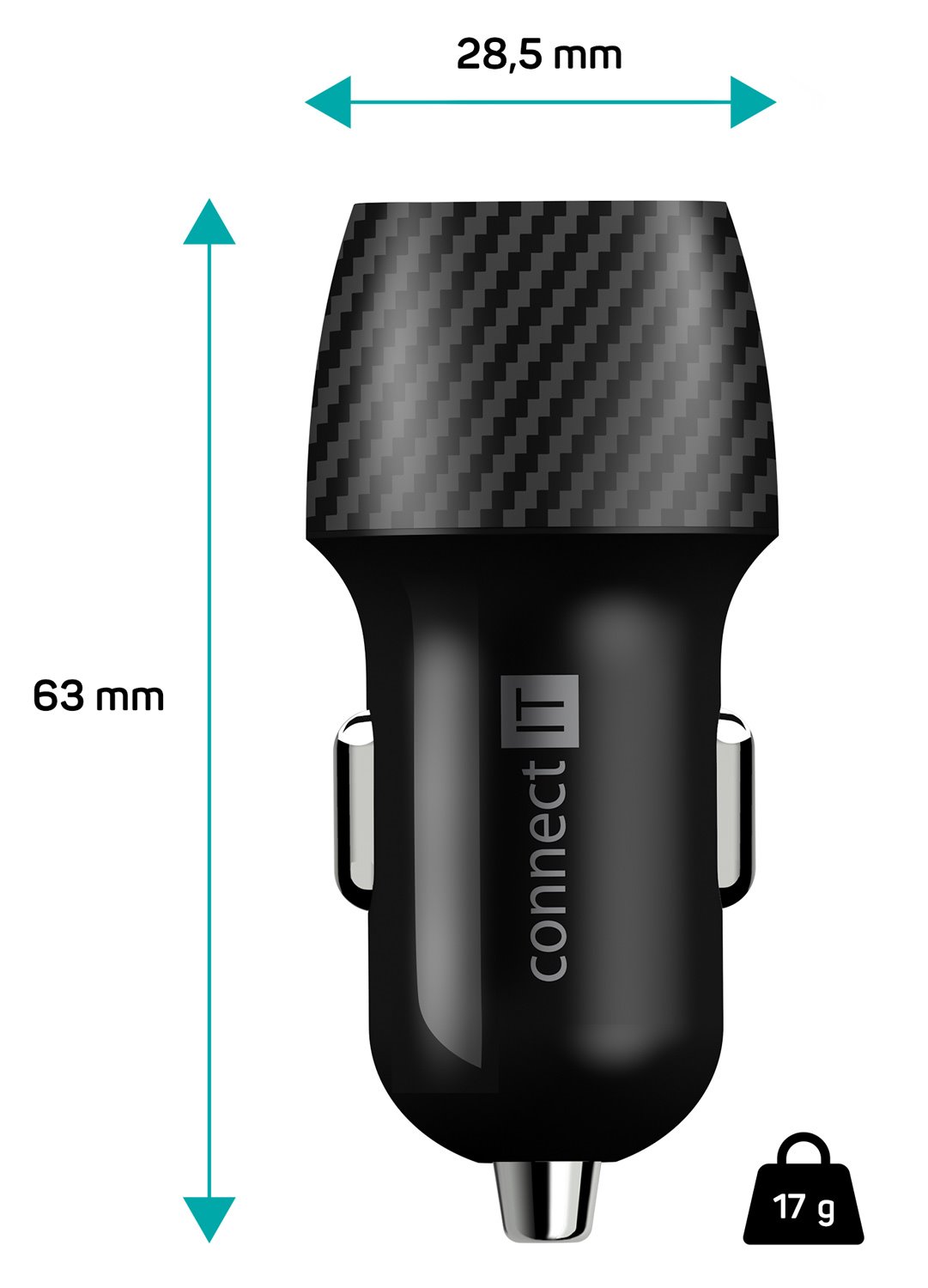 Nabíjačka do auta Connect IT InCarz PD QC 3.0, 1x USB-A 1x USB-C